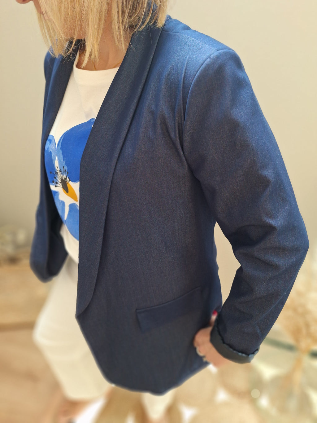 Blazer marine – Coton Tencel – Taille unique