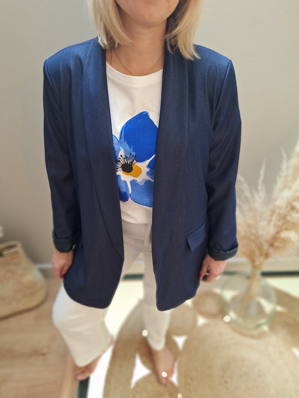 Blazer marine – Coton Tencel – Taille unique